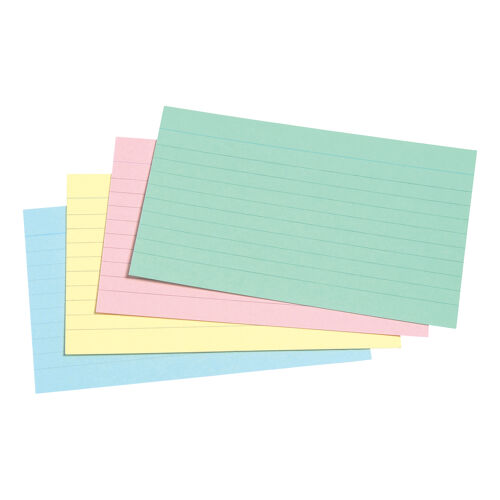 5+Star+Record+Cards+Ruled+Both+Sides+127x76mm+Assorted+%28Pack+of+100%29+40663X