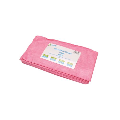 2Work+Microfibre+Cloth+400x400mm+Red+%28Pack+of+10%29+CNT01623