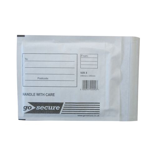 GoSecure+Bubble+Envelope+Size+3+Internal+Dimensions+140x195mm+White+%28Pack+of+100%29+KF71448