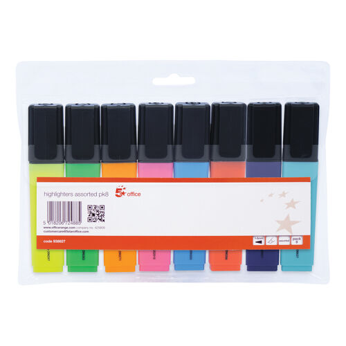 5+Star+Highlighter+Chisel+Tip+1-5mm+Line+Assorted+%28Pack+of+8%29+938627