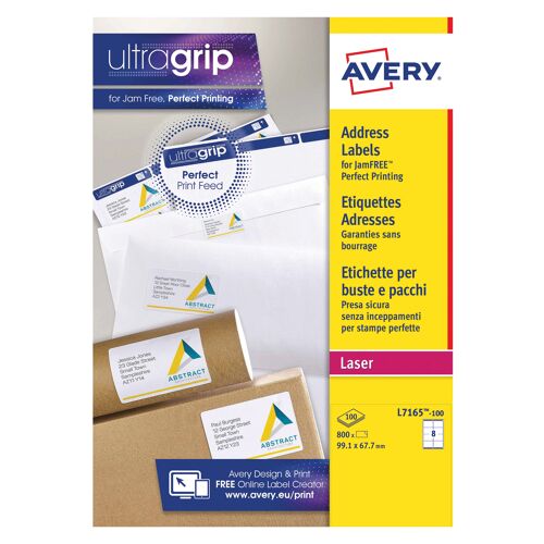 Avery+Ultragrip+Laser+Labels+99.1x67.7mm+White+%28Pack+of+800%29+L7165-100