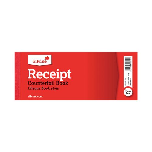 Silvine+Receipt+Book+with+Counterfoil+80x202mm+%2836+Pack%29+233