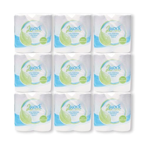 2Work+Recycled+Toilet+Roll+2-Ply+200+Sheets+%28Pack+of+36%29+KF03809