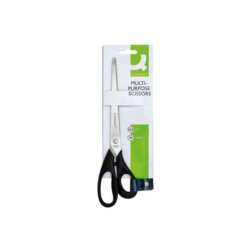 Q-Connect+Ergonomic+All+Purpose+Scissors+255mm+Stainless+Steel+Blades+Black+Handle+KF02340