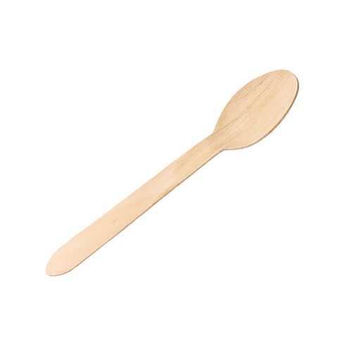 Economy+Disposable+Birch+Wood+Spoon+16cm+%28Pack+of+100%29+F90222-0