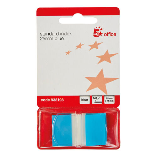 5+Star+Standard+Index+Flags+25x45mm+50+Flags+per+Pad+Blue+938198