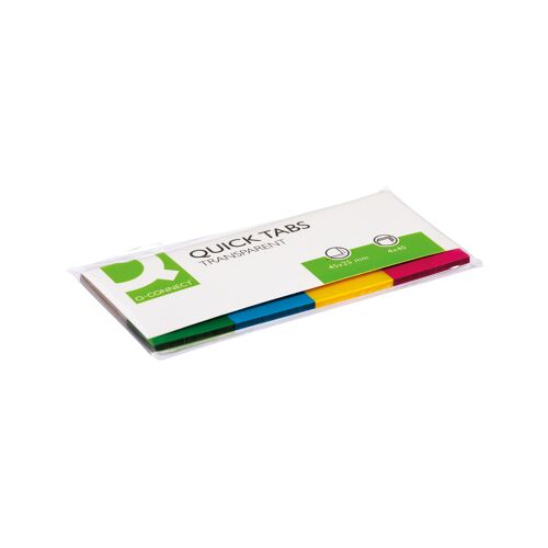 Q-Connect+Quick+Tabs+25x45mm+40+Tabs+4+Pads+Clear%2FAssorted+%28Pack+of+160%29+KF01225