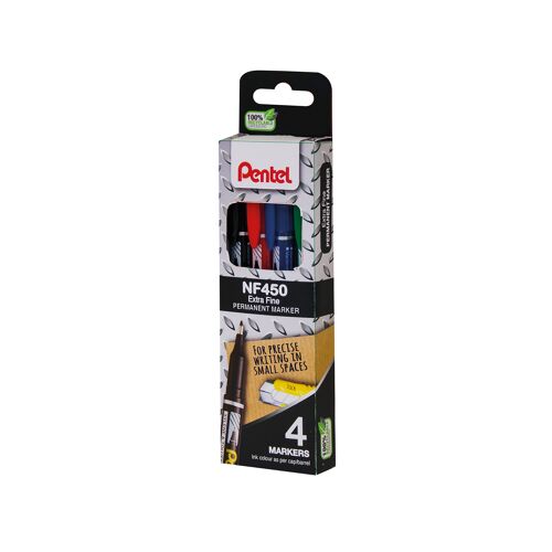 Pentel+Permanent+Marker+Fine+Assorted+%28Pack+of+4%29+YNF450%2F4-M