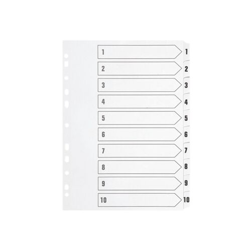 Q-Connect+1-10+Index+Multi-Punched+Reinforced+Board+Clear+Tab+A4+White+KF01528