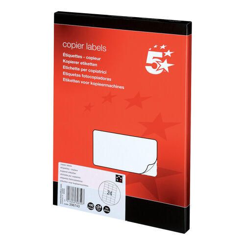 5+Star+Multipurpose+Labels+Laser+Copier+Inkjet+70x37mm+White+%28Pack+of+2400%29+296743