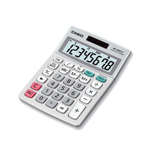 Casio+MS-88ECO+8+Digit+Desk+Calculator+Grey+MS-88ECO-W