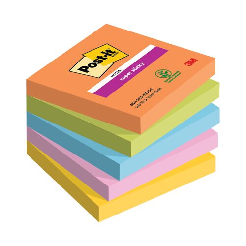 Post-it+Super+Sticky+Notes+Boost+76x76mm+90+Sheet+%28Pack+of+5%29+7100258933