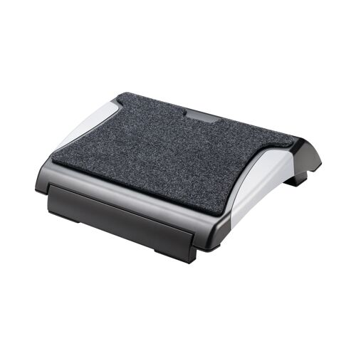 Q-Connect+Footrest+with+Removable+Carpet+Black%2FSilver+KF20075
