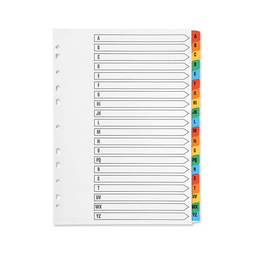 Q-Connect+Index+A4+Multi-Punched+A-Z+20-Part+Reinforced+KF01523