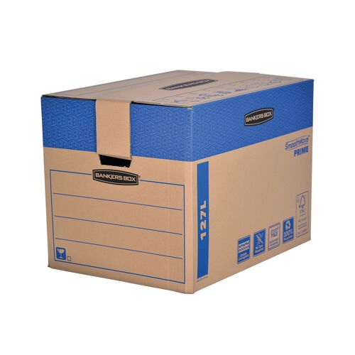 Bankers+Box+SmoothMove+Prime+Moving+Box+127L+XL+Brown%2FBlue+%28Pack+of+5%29+6205401
