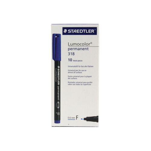 Staedtler+Lumocolour+Pen+Permanent+Fine+Blue+%28Pack+of+10%29+318-3