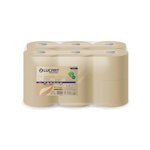 Lucart+EcoNatural+L-One+Mini+180+Toilet+Roll+%28Pack+of+12%29+812170