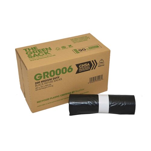 Greensack+Medium+Duty+Refuse+Sack+90L+Black+%28Pack+of+200%29+GR0006