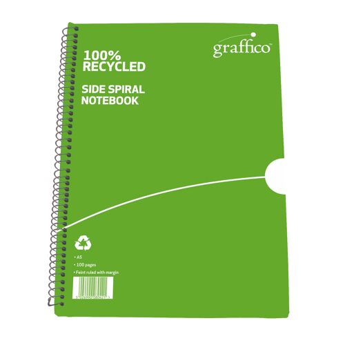 Graffico+by+5+Star+Recycled+Wirebound+Notebook+100p+A5+%28Pack+of+10%29+EN10994