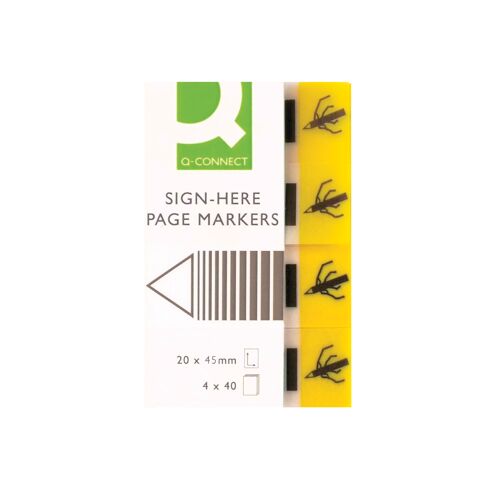 Q-Connect+Quick+Tabs+Sign-Here+20x45mm+40+Tabs+4+Pads+Yellow+%28Pack+of+160%29+KF01979