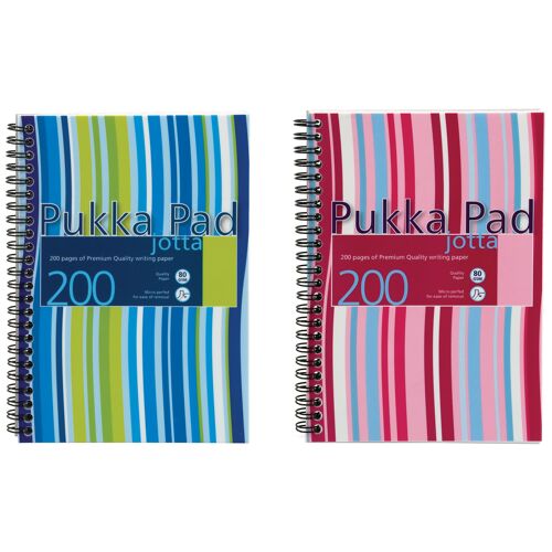 Pukka+Pad+Stripes+Polypropylene+Wirebound+Jotta+Notebook+200+Pages+A5+Blue%2FPink+%283+Pack%29+JP021