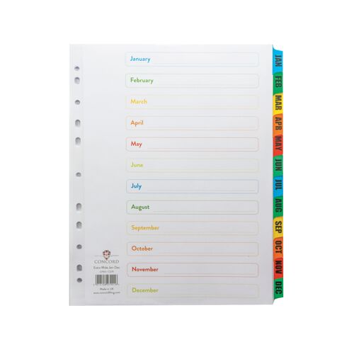 Concord+Index+Jan-Dec+A4+Extra+Wide+Multicoloured+Tabs+07901%2FCS79