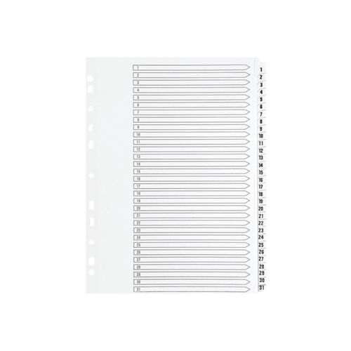 Q-Connect+1-31+Index+Multi-Punched+Reinforced+Board+Clear+Tab+A4+White+KF01936
