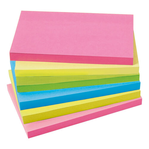5+Star+Extra+Sticky+Notes+Repositionable+76x127mm+Assorted+Neon+%28Pack+of+6%29+940576