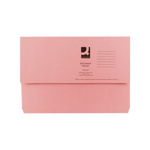 Q-Connect+Document+Wallet+Foolscap+Pink+%28Pack+of+50%29+KF23015