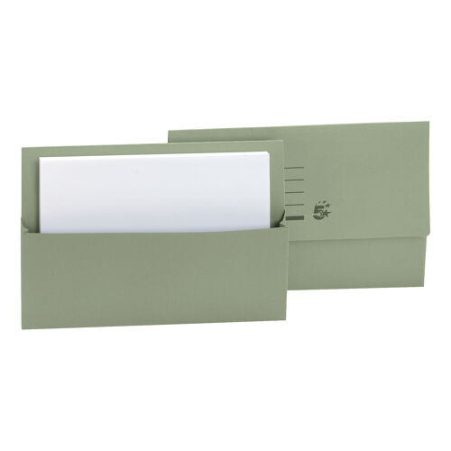 5+Star+Recycled+Half+Flap+Document+Wallet+Foolscap+250gsm+Capacity+32mm+Green+%28Pack+of+50%29+297331