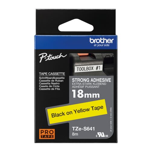 Brother+P-Touch+TZe+Lam+Tape+Cassette+18mm+x+8m+Black+on+Yellow+Tape+TZES641