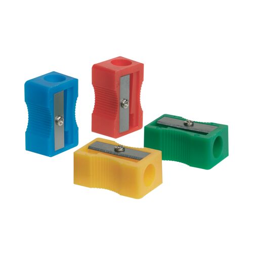 Q-Connect+Plastic+Pencil+Sharpener+Single+Hole+Assorted+%28Pack+of+10%29+KF76992
