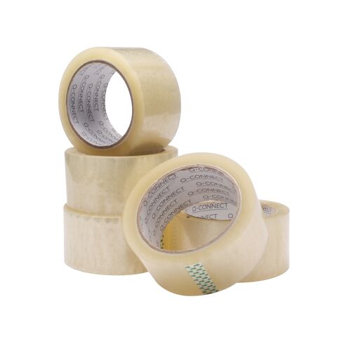 Q-Connect+Polypropylene+Packaging+Tape+50mmx66m+Clear+%286+Pack%29+KF01791